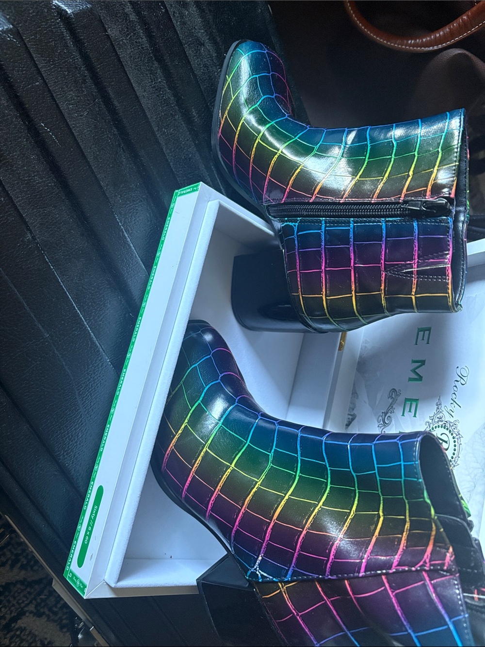 MIX NO.6 Women's Rainbow Grid Ankle Boots - Black Iridescent